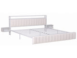 Artiss King Metal Bed Frame Boucle Headboard Charging Station Side Table White MBED-C-FAY-K-WH-AB