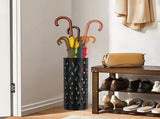 Metal Umbrella Stand in Black - Hollowed Design, 15x15x42cm, Holds 4-6 Long Umbrellas V178-59214