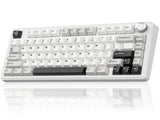 Solakaka A75 3-Mode RGB Mechanical Keyboard, Hot-Swappable Greywood V3 Switch,White-Gray V1300-A75-WHITE-GRAY