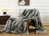 Ruched Luxury Faux Fur Throw Blanket black Tie-dye Rabbit Fur Blanket for Couch, Living Room, Fuzzy, V1369-AZ3-W-17825