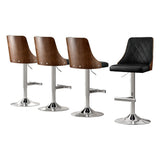 Artiss 4X Bar Stool Wood Swivel Adjustable Kitchen Counter Stool Leather Black BA-TW-T4061-BKX4
