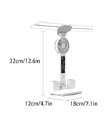 4-Arm Foldable LED Desk Lamp with Built-in Fan, Digital Clock, Temp Display & Dual Pen Holders V1107-CS-CTXXZDD
