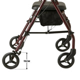 Orthonica Foldable Steel Frame Rollator 4-Wheel Walker FRW-MAS-30-STL