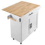 VEVOR Kitchen Island Cart with Solid Wood Top, 900mm Width Mobile Carts with Storage Cabinet, V952-YDKCFDXJMDB12OVNIV0