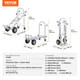 VEVOR Aluminum Hand Truck, 4 in 1, 454 kg Max Load Capacity, Heavy Duty Industrial Convertible V952-DGNSTHC1000B0NYPXV0