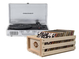 Crosley Cruiser Bluetooth Portable Turntable - Silver Bundled Crosley Record Storage Crate V398-CR8005FSC-SI4