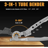 3 In 1 Manual Tube Bender 1/4'' 5/16'' 3/8'' 0-180&deg Bending Tools For Copper, Brass, Aluminum And V1188-MS-227-0464