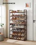 SONGMICS 8-Tier Shoe Rack Storage 32 pairs with Adjustable Shelves Bronze V227-8498402114140