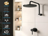 Cefito 9'' Rain Overhead Swivel Shower Head with Wall Bathroom Mixer SHOWER-A3-RO-9-BK-MIXER-RO