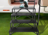RV, 4-Step RV Stairs, 199.58KGS Load Capacity, Thickened Carbon Steel, With Handrail, Non-Slip V952-FCBTGDKHJG4JE8I22V0