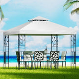 Instahut Gazebo 3x3m Marquee Outdoor Wedding Party Event Tent Home Iron Art Shade White GAZEBO-IR-LE-HF-3X3-WH-AB