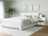 Artiss King Single Bed Frame and Bedside Table White WBED-03KS-FURNI-P16-AB