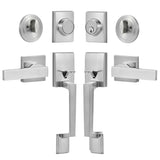 Double Door Handle Set, Satin Nickel Square Door Lever, Heavy Duty Double Front Door Handle Set with V952-SMSBDMNDSFXLP6JSTV0