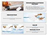 3/4in Float, Water Level Control Auto Fill Adjuatable Arm, 60 PSI, 1.5GPM Flow, Brass V1107-137-50964-WHT2