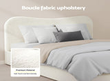 Artiss Double Bed Frame and Bedside Table Set Boucle Beige with Headboard Black Nightstand BFRAME-SET-DARA-SCAN-BS01