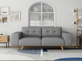 2 Seater Sofa Fabric Upholstery Grey Colour Pocket Spring Wooden Frame V43-SOF-DLAS-2S