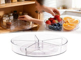 11.2 Inch Clear Lazy Susan Turntable Organizer Removable Divided Compartments 360&deg Rotating Storage V1369-AZ3-W-14679