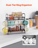 VEVOR 2 Tier Coffee Bar Organizer for Countertop w/ 12 Movable Hooks Mug Holder V952-LYSMKBGJBGSLN4HGLV0