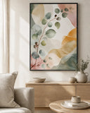 Eucalyptus Reverie Floating Frame Canvas Wall Art - Portrait - 60W x 80H cm - Natural Birch V767-PP-ER-6080-FN