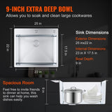 VEVOR Kitchen Sink, 304 Stainless Steel Drop-In Sinks, Top Mount Single Bowl Basin with V952-QRSSCTSPDCY253LEUV0