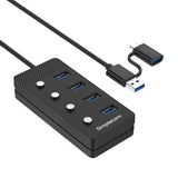 Simplecom CH345C SuperSpeed USB-A and USB-C to 4-Port USB 3.0 Hub 5Gbps Individual Switches and V28-SIMCH345C