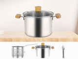 Stainless Steel Deep Fryer Pot, 4000ml Tempura Pot with Strainer Basket Wood Handles for Fried Food V1188-MS-721-316