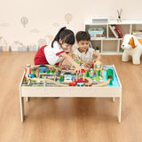 Train Table, 84 Multicolor Pieces Kids Activity Table with Collapsible Storage Bin, 3-in-1 V952-CGKHCZ382451O3JQK001V0