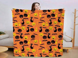 Halloween Throw Blanket Cozy Microfiber Blanket Soft Flannel Throw Festive Home Pumpkin Cat and bat V1107-114-29515-ORG5