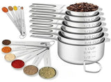 18PCS Measuring Cups and Spoons Set,Include 7 Nesting Measuring Cups,6 Measuring Spoons and 5 Mini V1192-AZ-W-31772