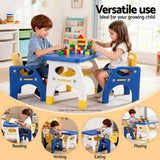 Keezi Kids Table and Chair Set HDPE Toddler Activity Play Set Blue/Yellow KTC-V-2PC-BLYE