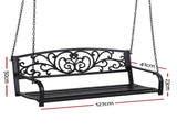 Gardeon Outdoor Porch Swing Chair Patio Furniture Floral Backrest 2 Seater Black ODF-GSC-STEEL-2S-FLORAL-BK