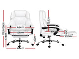 Artiss Executive Office Chair Leather Footrest White OCHAIR-G-1051-FT-WH