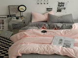 Pink-grey 1.5m Bed Fitted Sheet Set with 200x230cm Duvet Cover - 4-Piece Bedding Set V888-ELOSUNG19084
