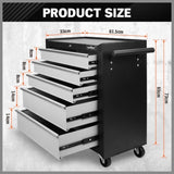 HORUSDY 5 Drawer Tool Box Trolley Cabinet Storage Cart Garage Organiser Lockable V465-86191