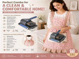 Home Clean Essential 2-piece set -Black Wireless UV Mite Remover Vacuum and Floral Pink Canvas Apron V888-ELOSUNG53601