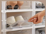 3-Tier Stackable Shoe Storage Box Set, featuring easy-access front-opening waterproof transparent V1102-KDDXZSNH001
