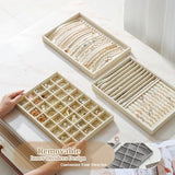 Large Velvet Jewelry Tray Display Drawer Inserts 2 Pack Stackable Jewelry Organizer for Earring V1107-107-67282-GRY-40GRIDS