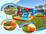 Keezi Inflatable Kids Pool Play Park Jumping Castle Volleyball Net with Blower Balls 4mx4.37m IOT-PARK-2746