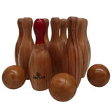 Natural Wooden Skittles Game Set with Carry Bag - 9 Hardwood Skittles and 3 Wooden Balls V178-68946