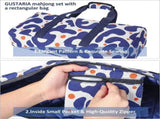 Mahjong Game Set, 166 Blue Tiles , 4 All-in-One Color Rack/Pushers & Drawstring Bag, Complete V1107-133-77565