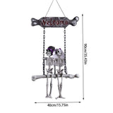 Halloween Skeleton Decorations - Hanging Bride & Groom Skeleton Couple Figurine with Welcome Sign & V1366-AZ2-W-24512
