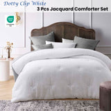 Accessorize Dotty Clip White 3 Piece Jacquard Comforter Set Queen V442-HIN-COMFORTER-DOTTYCLIP-WHITE-QS
