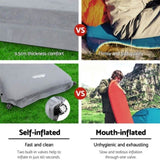 Weisshorn Self Inflating Mattress Camping Sleeping Mat Air Bed Double Set Grey CAMP-MAT-SUE-SIN-GREYX2