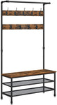 Coat Rack Stand with 9 Hooks and Shoe Rack with Industrial Style Sturdy Steel Frame V178-11925