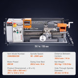 Metal Lathe Machine, 200 mm x 350 mm, Precision Benchtop Power Metal Lathe, 50-2500 RPM Continuously V952-TSJSCCYSDJ200ZM3GV3