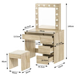 Levede Dressing Table Stool Set Makeup Mirror Led VM1014-OA