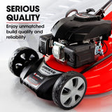 Baumr-AG 248cc Lawn Mower 4-Stroke 21 Inch Petrol Lawnmower 4-in-1 Self-Propelled Electric Start V219-MOWSFPBMRA214