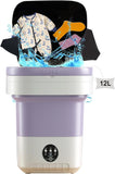 12L Foldable Portable Washing Machine, Compact for Travel Small Apartments Student Rooms, Purple V1188-MS-325-0221