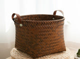 Woven Storage Baskets with Handles, Rattan Hamper Bin for Toys Laundry Blankets, Home Decor, Round, V1237-ZY00B0DGFQGJ9S