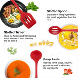 Red 10-Piece Premium Silicone Kitchen Utensil Set - Heat Resistant, Non-Stick Cookware V888-ELOSUNG21308